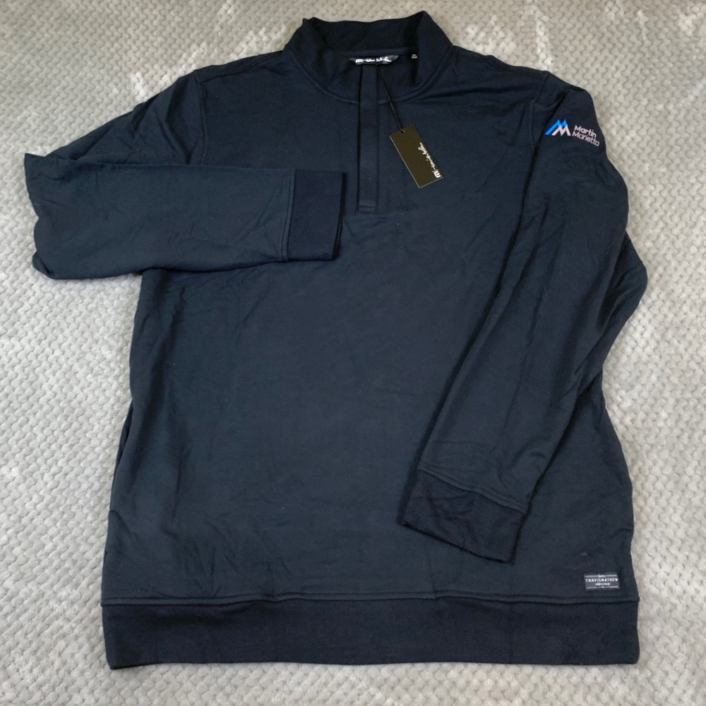 TravisMathew Newport Fleece Mens 2XL Black 1/4 Zip NWT TM1MU419 Logo